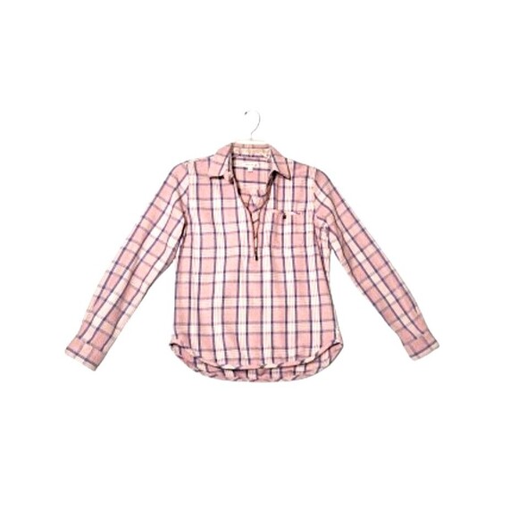 TOAD & CO Women's Bodie Dos 1/4 Zip T Neck Shirt Sz Small Pink Plaid Long Sleeve - Picture 5 of 11